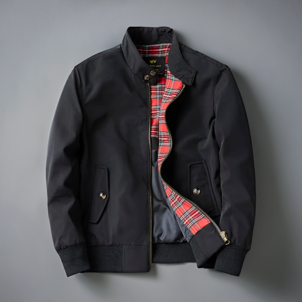 Herren Winterjacke Bomber Karo-Futter Schwarz - Eveloria