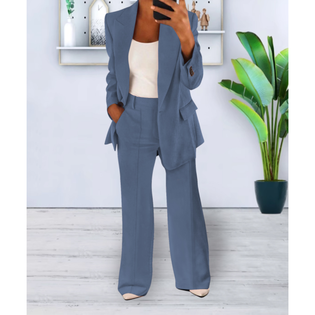 Eleganter Damen Hosenanzug Blazer Stoffhose