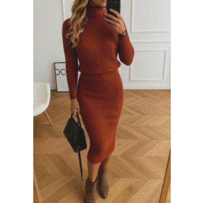 Damen Stilvolles Midi-Sweaterkleid Bequem