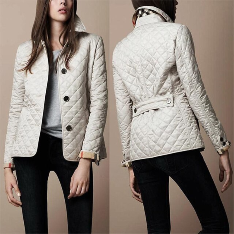Eveloria Damen Übergangsjacke Quilted Steppjacke Beige