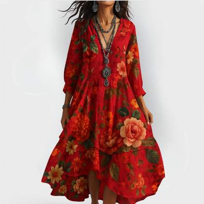 Damen Sommerkleid V-Ausschnitt Boho-Stil