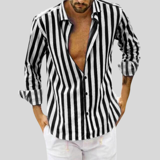 Herren Langarmhemd Gestreift - Eveloria