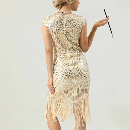 Eveloria Damen Gatsby-Kleid Glitzernd