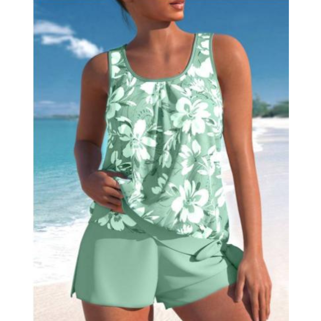 Damen Tankini-Set Blumendruck Zweiteilig