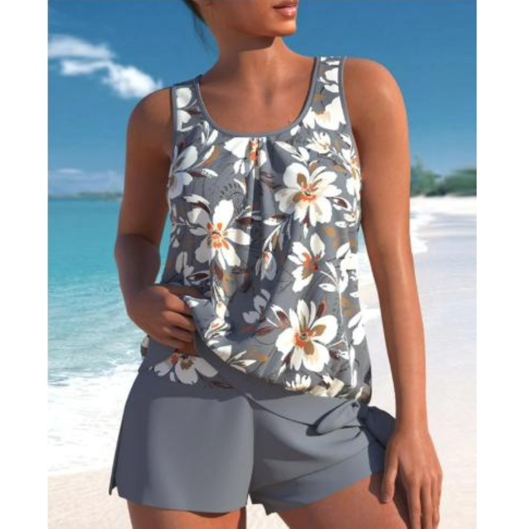 Damen Tankini-Set Blumendruck Zweiteilig