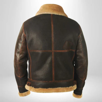 Herren Fliegerjacke mit Fellkragen Leder