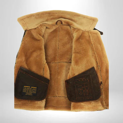 Herren Fliegerjacke mit Fellkragen Leder
