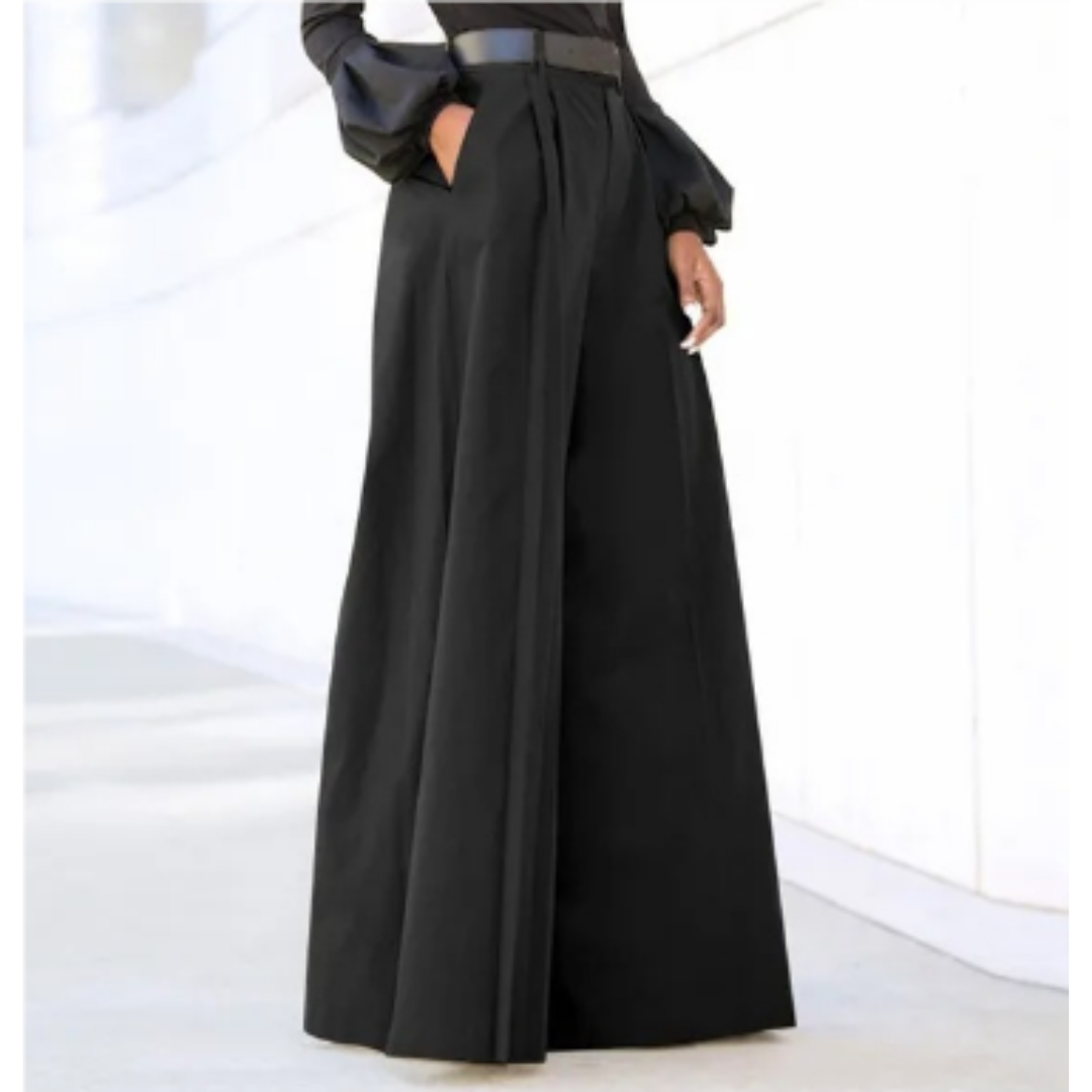 Damen Palazzo-Hose Hochtaillierte Weite Bein