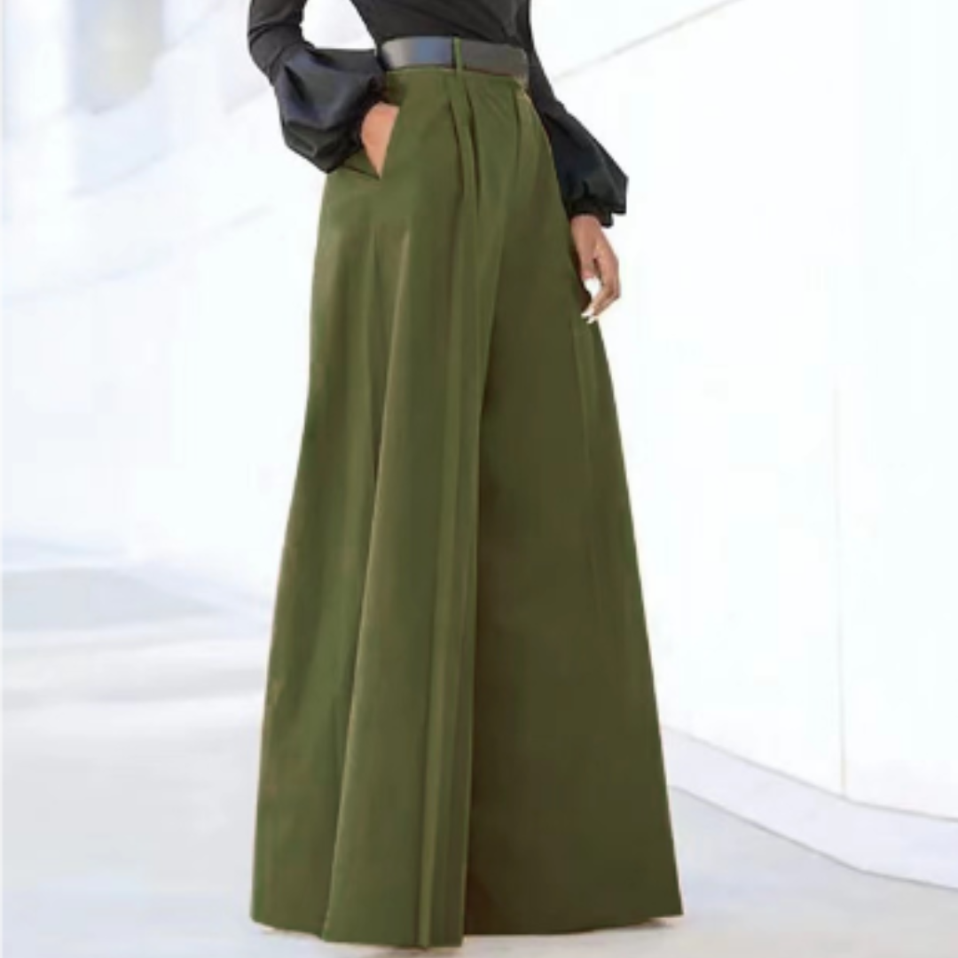 Damen Palazzo-Hose Hochtaillierte Weite Bein Schwarz - Eveloria