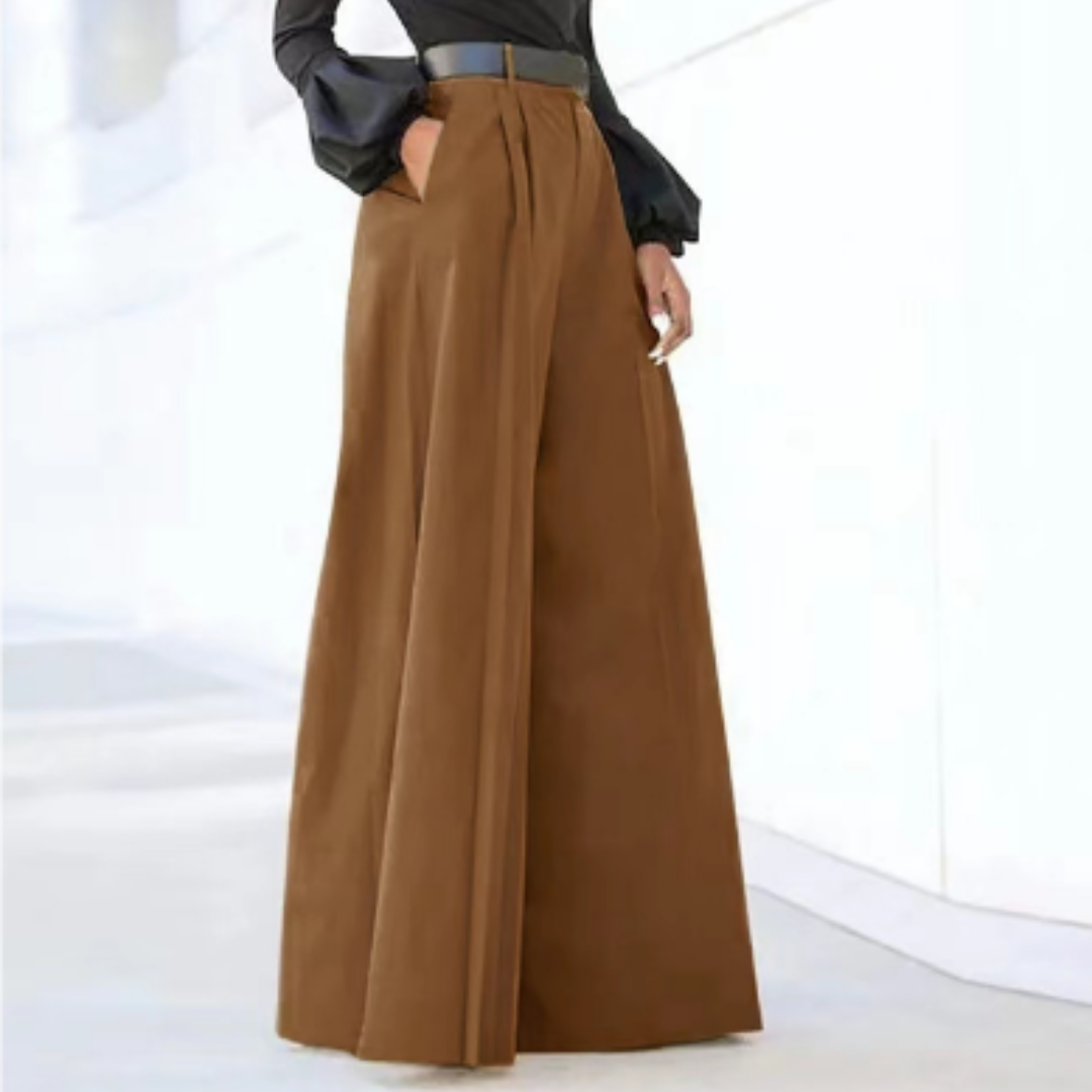 Damen Palazzo-Hose Hochtaillierte Weite Bein