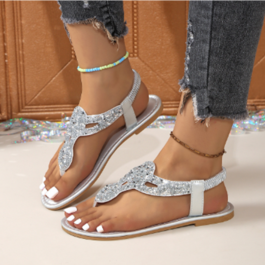 Damen Sommer-Sandalen Elastikriemen Bequem Schwarz - Eveloria