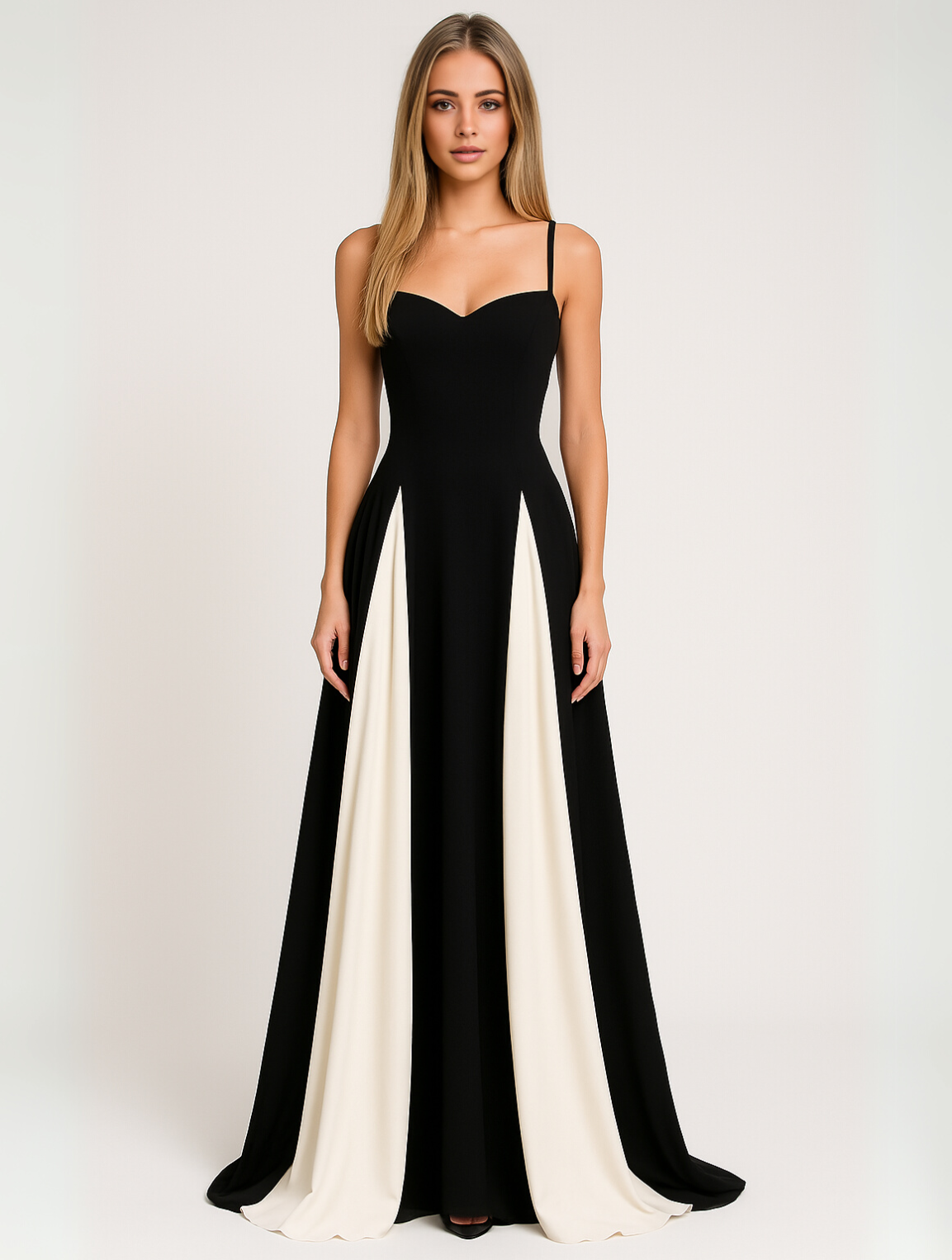 Jacqueline Damen Maxi-Kleid Hochzeitsgast Elegant Lang Schwarz - Eveloria