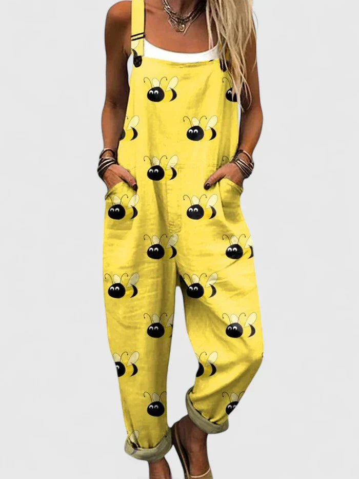 Damen Overall Lässig Bienenprint - Eveloria