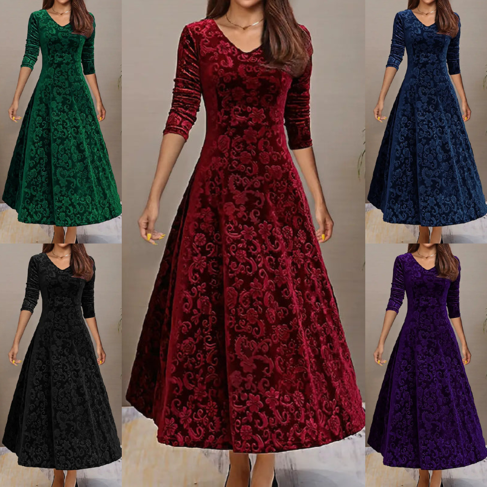 Damen Maxikleid Breiter Saum Falten Design
