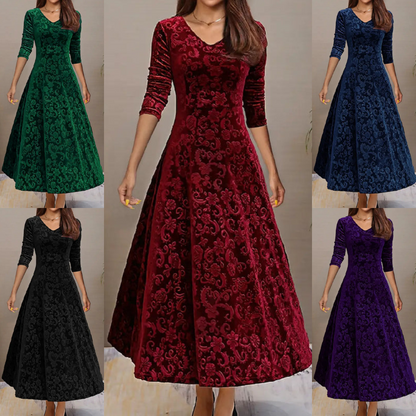 Damen Maxikleid Breiter Saum Falten Design
