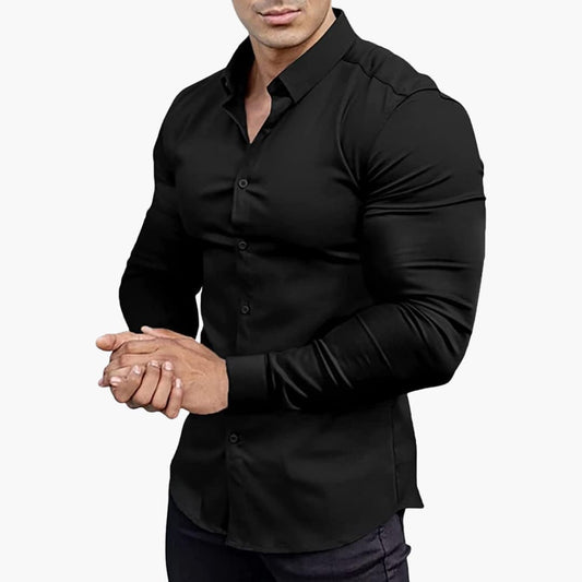 Herren Slim Fit Langarmhemd Klassisch - Eveloria