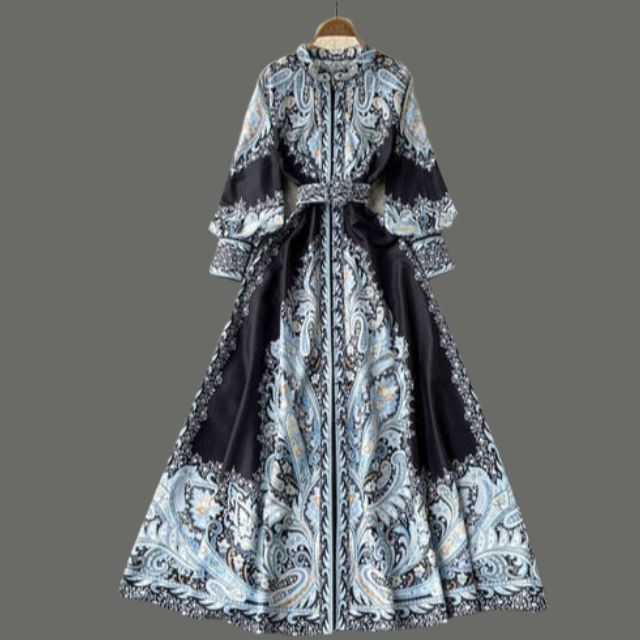 Eveloria Damen A-Linienkleid Gürtel Blumenmuster