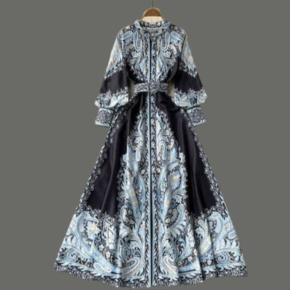 Eveloria Damen A-Linienkleid Gürtel Blumenmuster