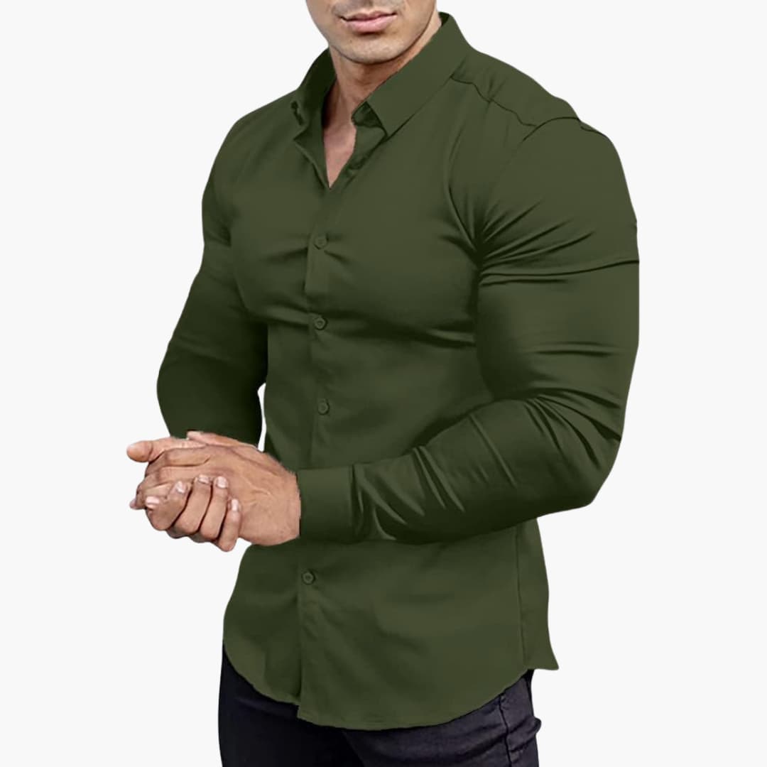 Herren Slim Fit Langarmhemd Klassisch