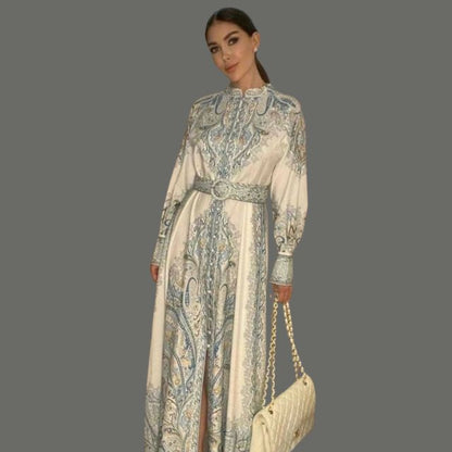 Eveloria Damen A-Linienkleid Gürtel Blumenmuster
