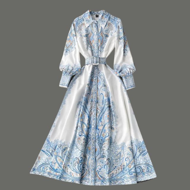 Eveloria Damen A-Linienkleid Gürtel Blumenmuster