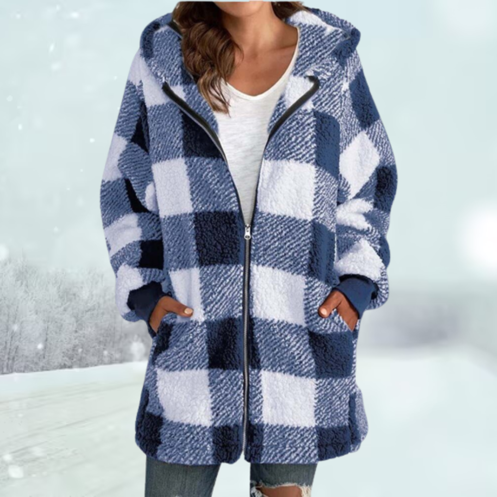 Eveloria Damen Karierte Winterjacke Mit Kapuze