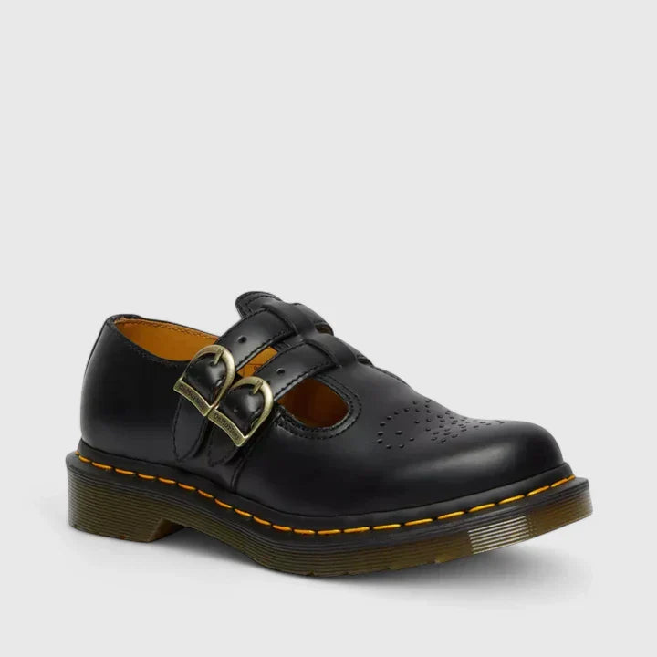 Damen Mary Janes Mit Doppelter Schnalle Frühling Schwarz - Eveloria