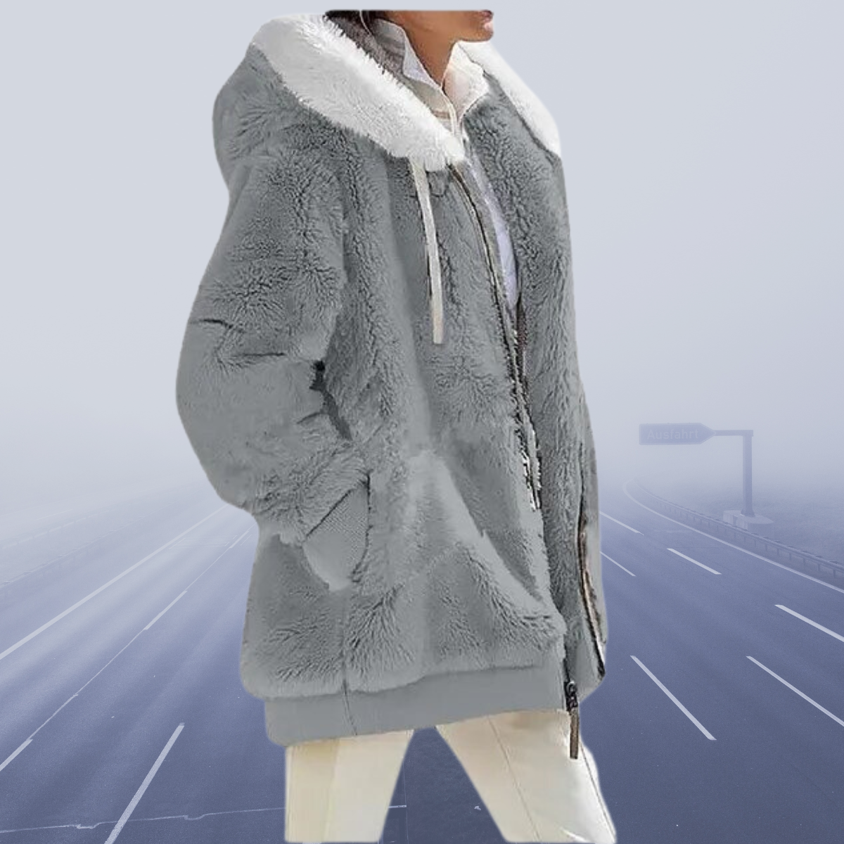 Eveloria Damen Fleece Hoodie Lässig Grau