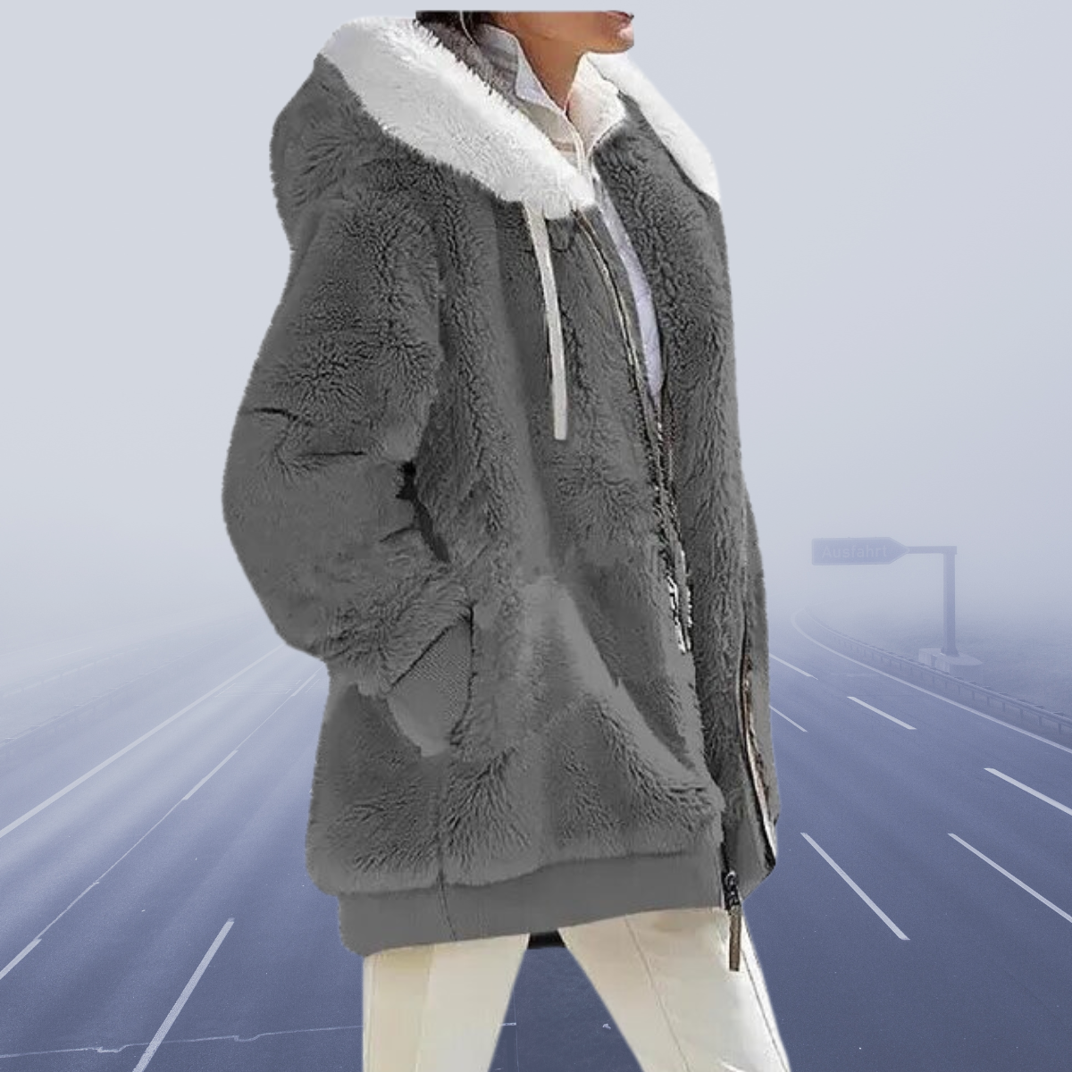 Eveloria Damen Fleece Hoodie Lässig Grau