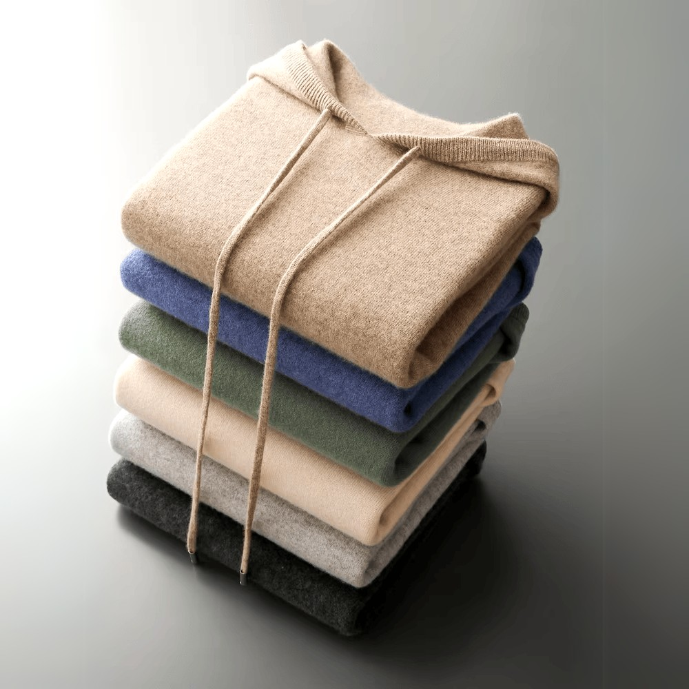 Herren Kaschmir Hoodie Weich Beige