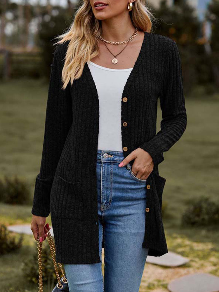 Damen Strickjacke Mit Taschen