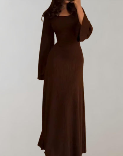Damen Bodycon Kleid Langärmlig Rundausschnitt