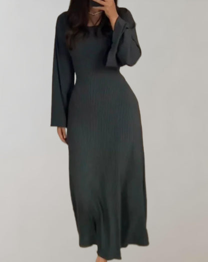 Damen Bodycon Kleid Langärmlig Rundausschnitt