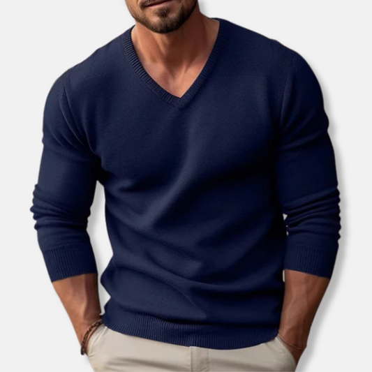 Herren Strickpullover V-Ausschnitt Einfarbig Klassisch - Eveloria