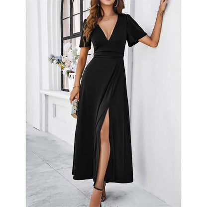 Eveloria Rotes V-Hals Bodycon-Kleid