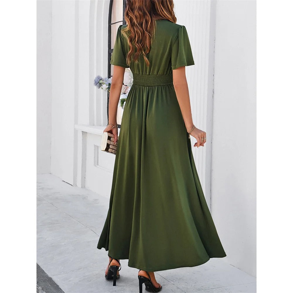 Eveloria Rotes V-Hals Bodycon-Kleid