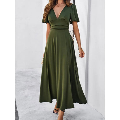 Eveloria Rotes V-Hals Bodycon-Kleid