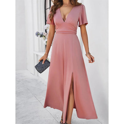Eveloria Rotes V-Hals Bodycon-Kleid