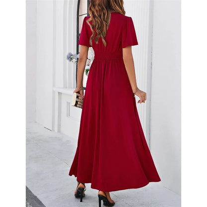 Eveloria Rotes V-Hals Bodycon-Kleid
