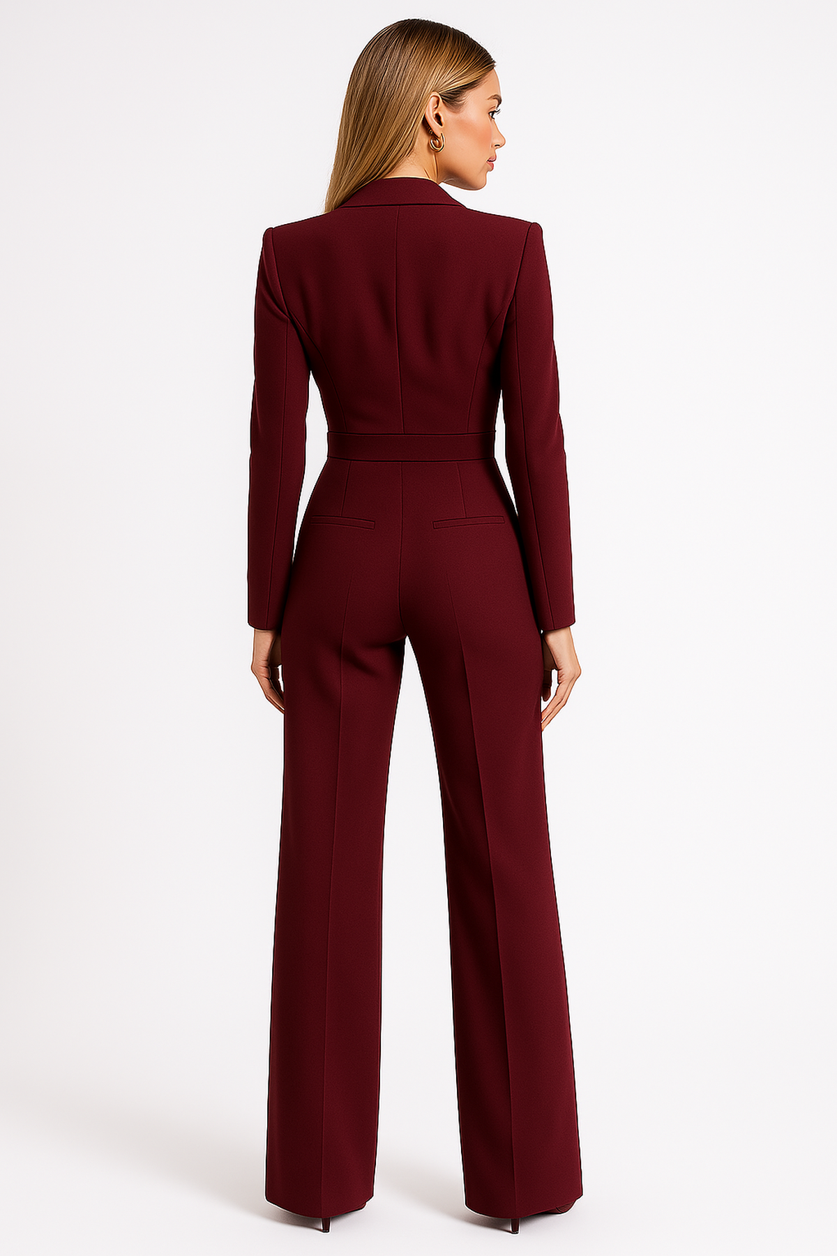 Damen Formelle Jumpsuit Langärmlig Weites Bein