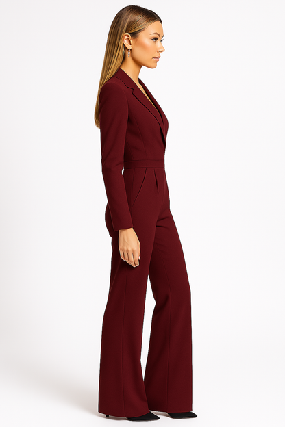 Damen Formelle Jumpsuit Langärmlig Weites Bein
