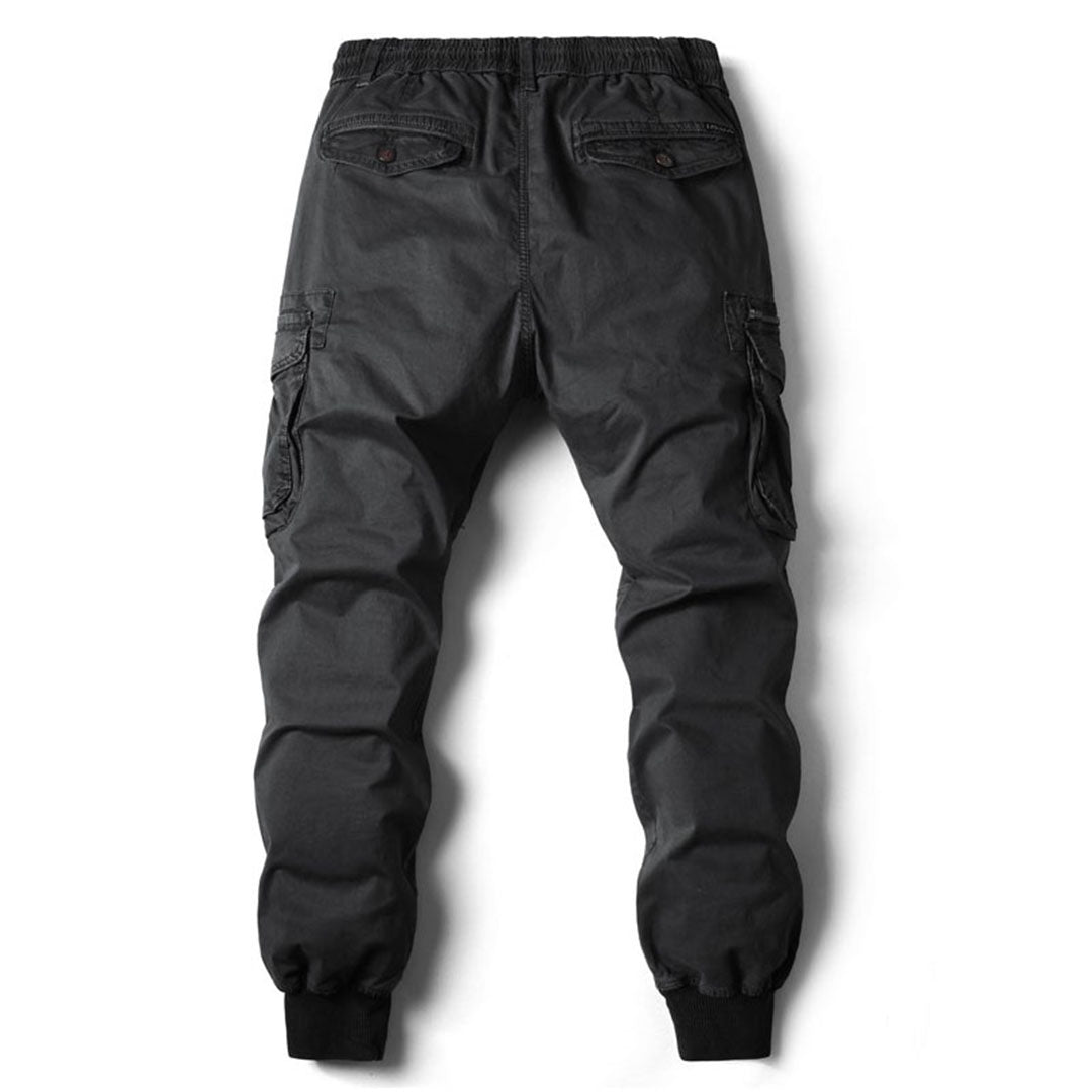 Herren Cargohose Schmale Passform Schwarz - Eveloria