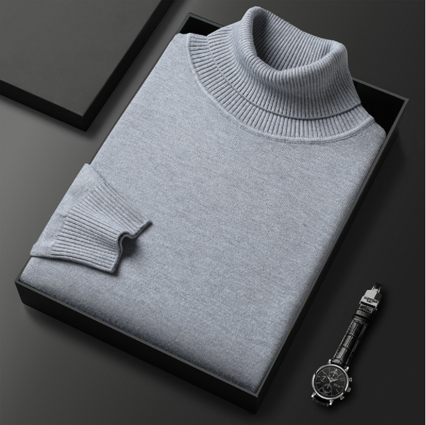 Herren Rollkragenpullover Lässig Baumwolle Beige