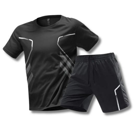 Herren Sportset T-Shirt und Kurze Hose Baumwolle Grau - Eveloria