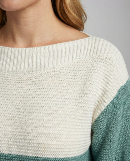 Damen Patchwork Pullover Dreifarbig