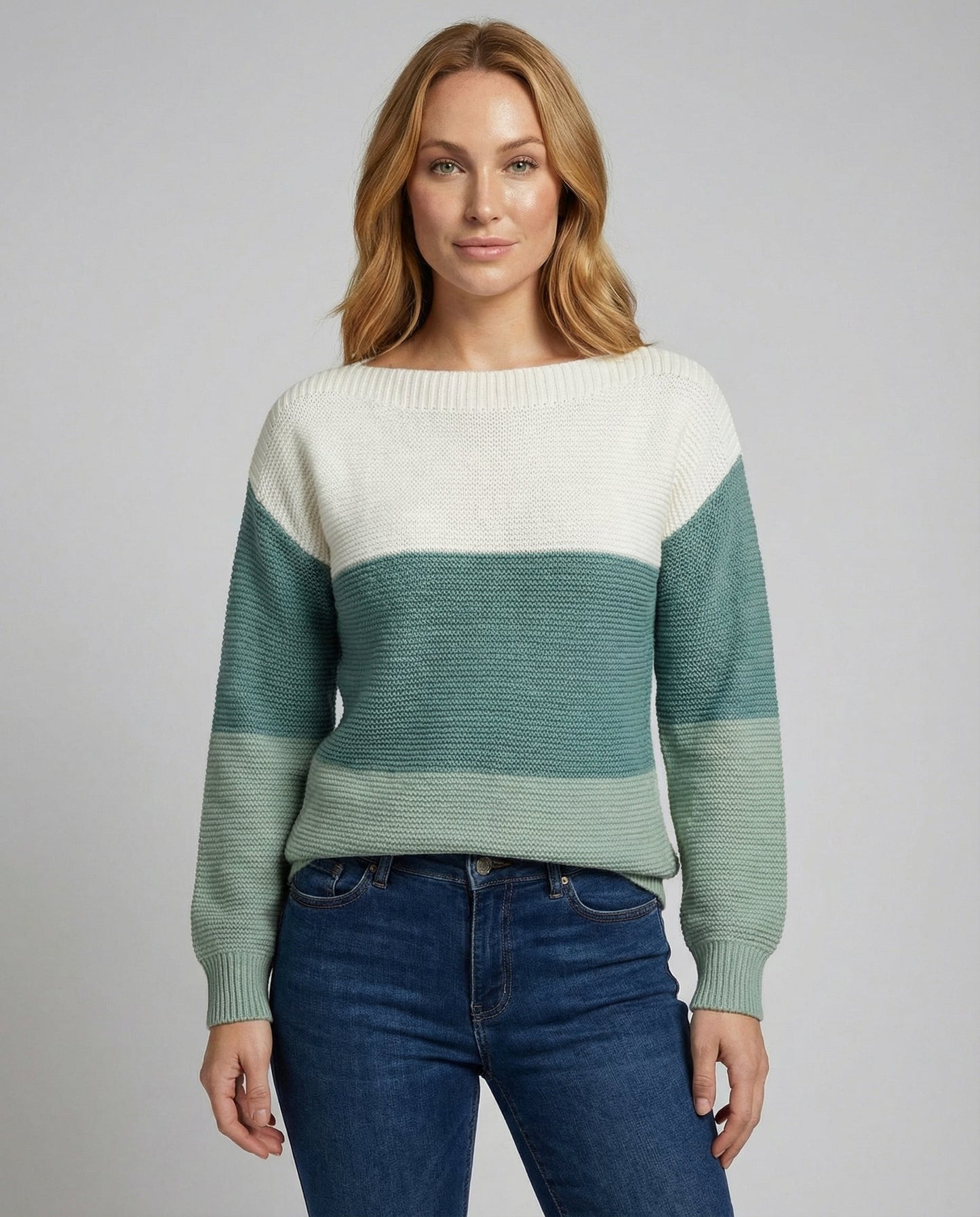 Damen Patchwork Pullover Dreifarbig - Eveloria