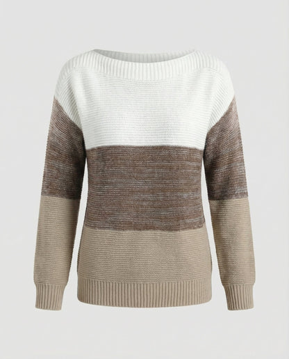 Damen Patchwork Pullover Dreifarbig