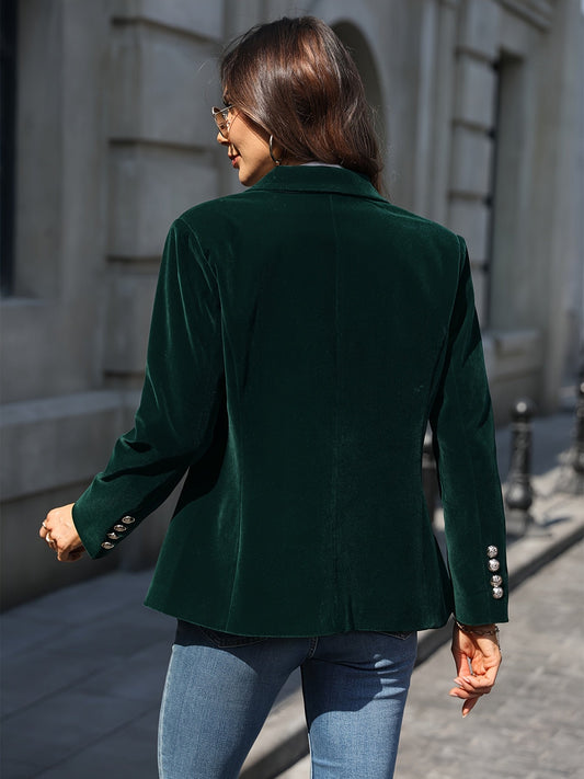 Damen Samt Blazer Maßgeschneidert Goldene Knöpfe - Eveloria