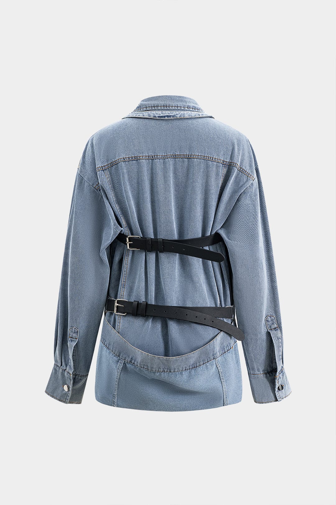 Damen Oversized Denim-Hemd mit Knöpfen Blau