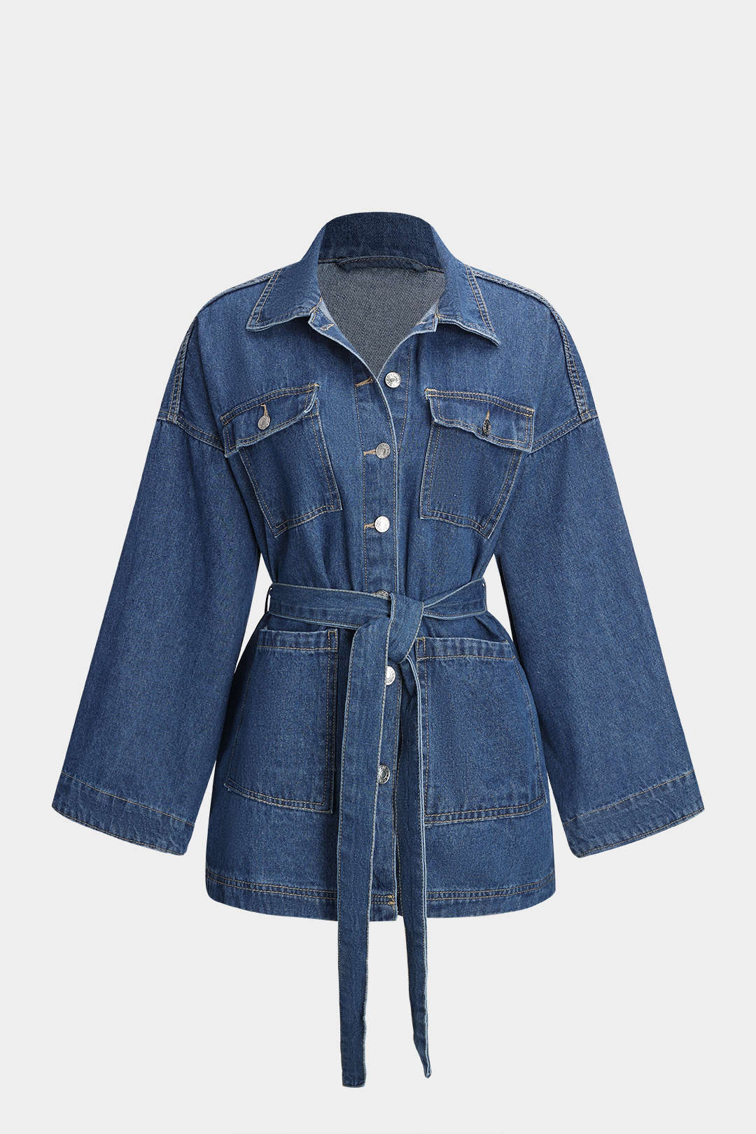 Damen Taillierte Denimjacke Modern Blau - Norvielle